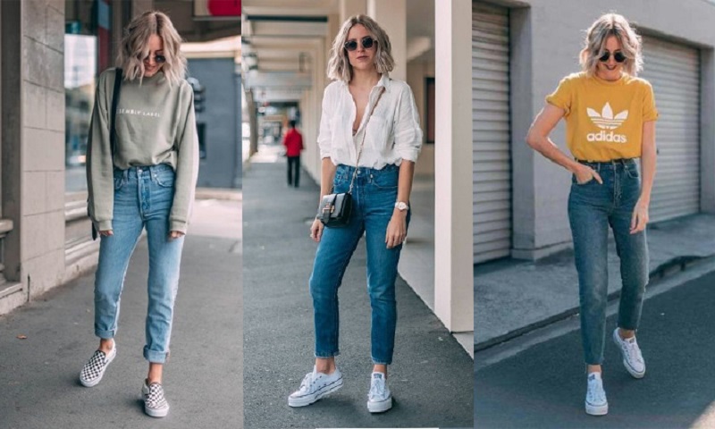 Tạo một bộ outfit đơn giản với áo thun và quần jean 